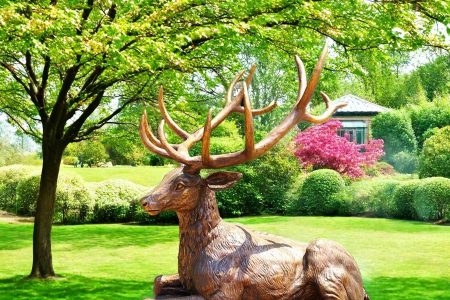 Bronze Sitting Deer Statue BOK-157