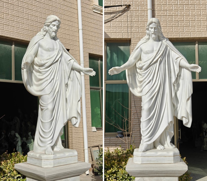 Estatua tallada del Sagrado Corazón de Jesús para exteriores