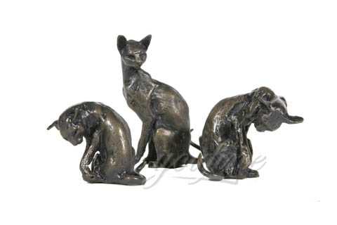 Metal Craft Lovely Bronze Cat Sculpture BOK-143