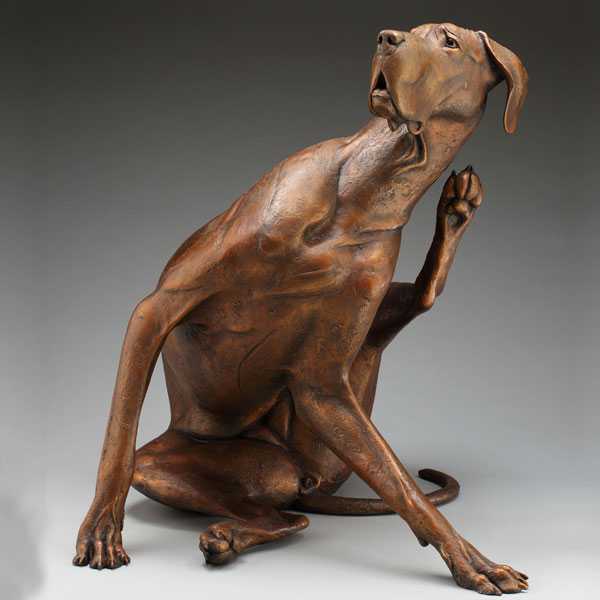 custom outdoor bronze dog sculpture