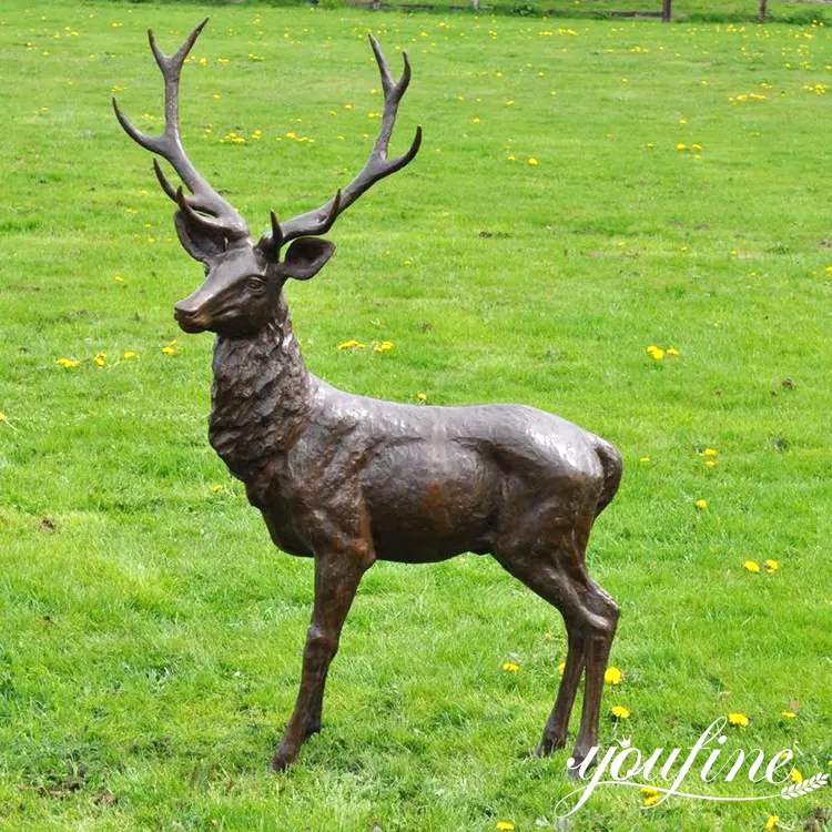 Metal Life Size Outdoor Deer Statues by Casting
