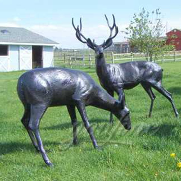 Group Family Bronze Deer Statue Life Size Art for Garden Wholesale BOK-159