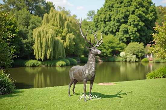 garden Life Size Brass Deer Statue
