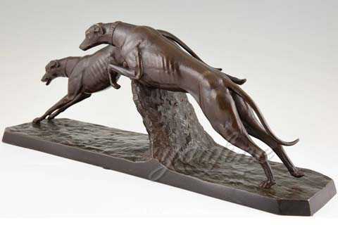 two greyhound dog statue