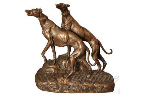 bronze two greyhound statues