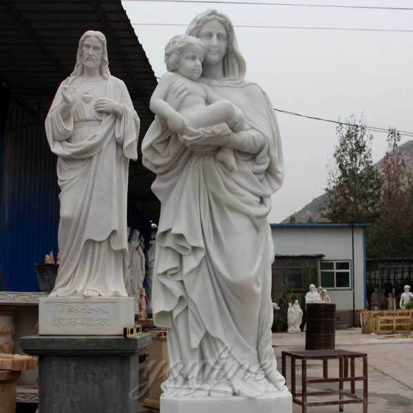 marble catholic statue virgin mary with baby statue for sale