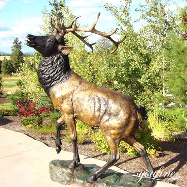Cast Metal Bronze Life Size Bronze Deer Garden Statue for Sale