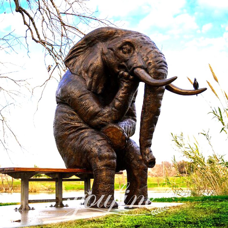Bronze Wise Elephant Metal Animal Sculpture Art