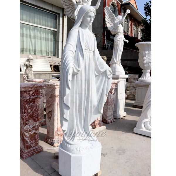 Religion Church Use White Marble Hand Carved Virgin Mary Statue