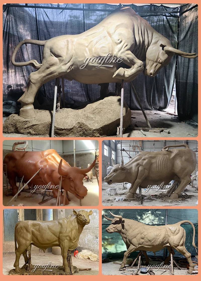 wall street bull statue clay model