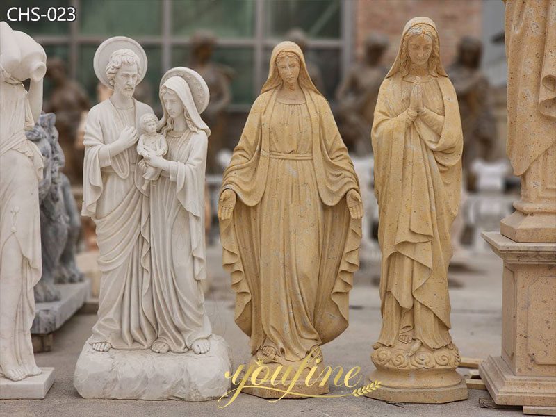 yellow marble vrgin mary statue