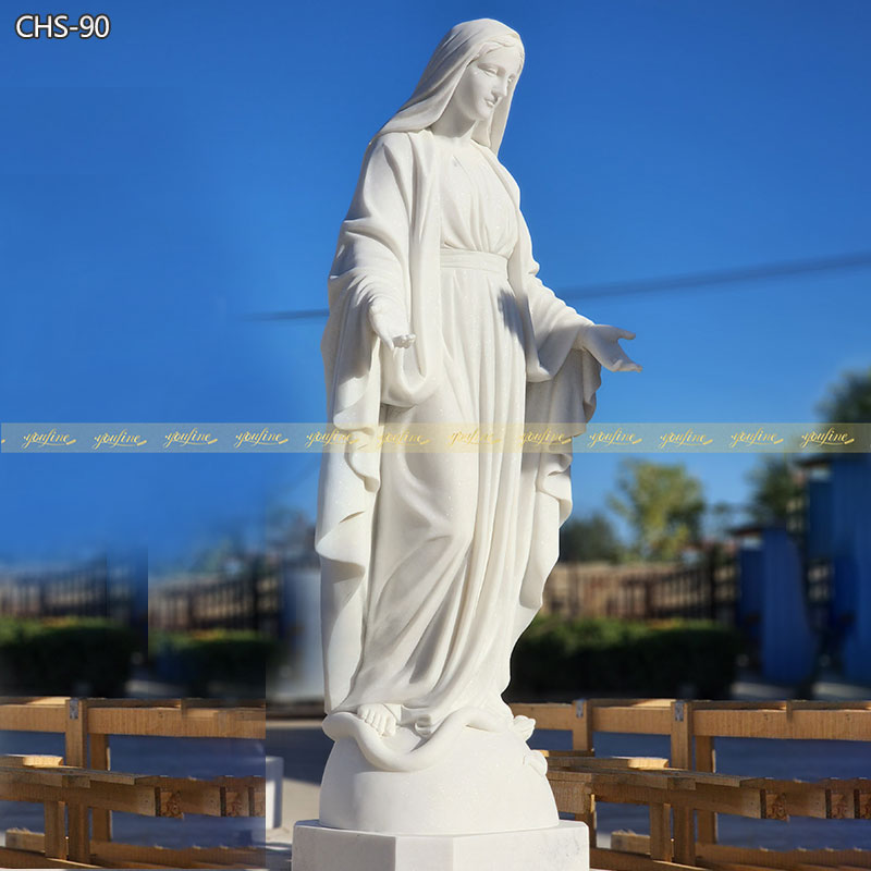 Beautiful White Marble Stone Virgin Mary Sculpture