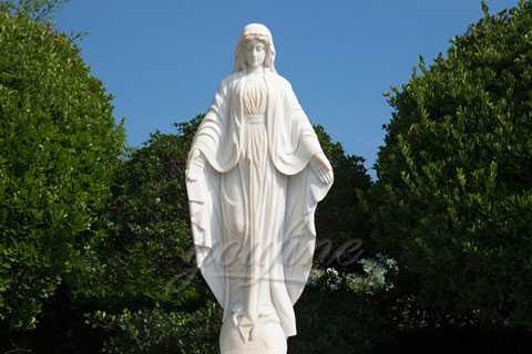 Marble Our Lady Statue White Marble Virgin Mary Statue for Church