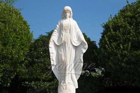 White Marble Virgin Mary Statue for Outdoor Decor