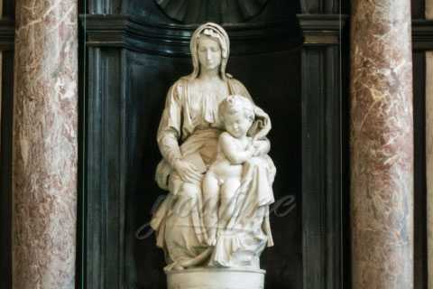 White Marble Religious Our Lady Virgin Mary and Kid Statue for Sale