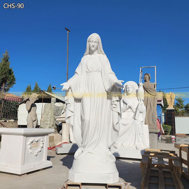 Beautiful White Marble Stone Virgin Mary Sculpture CHS-90