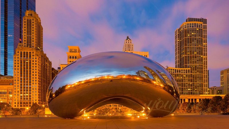 Modern Polished Stainless Steel Cloud Gate Sculpture for Sale