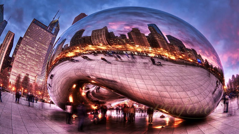 Modern Polished Stainless Steel Cloud Gate Sculpture for Sale