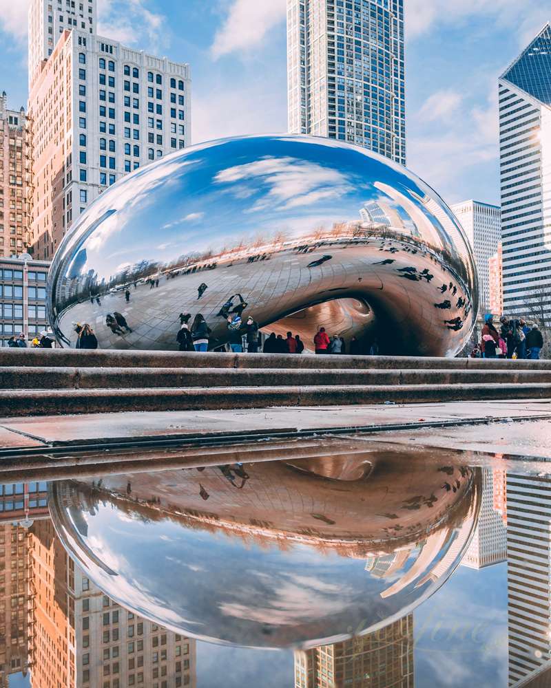 Modern Polished Stainless Steel Cloud Gate Sculpture for Sale