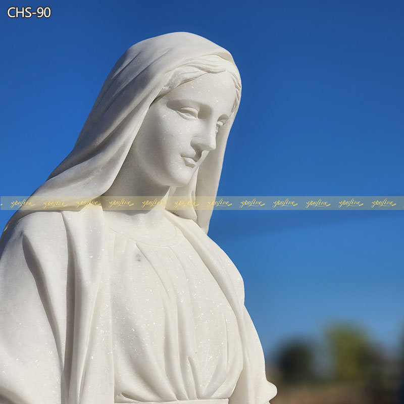 White Marble Stone Virgin Mary Sculpture