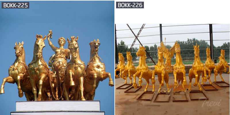 bright brass chariot statue for sale