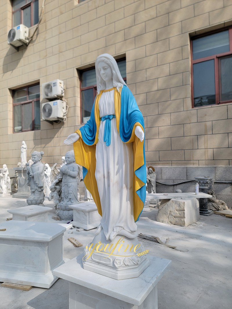 life size Painted stone Virgin Mary Statue for Church