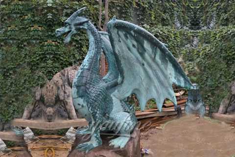 Outdoor Metal Bronze Dragon Gargoyles Statues Water Garden Features for Sale BOK-620