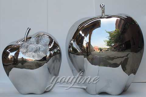 Mirror polished Metal Apple Sculpture