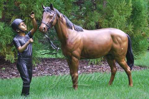 standing Horse Statue and child statue