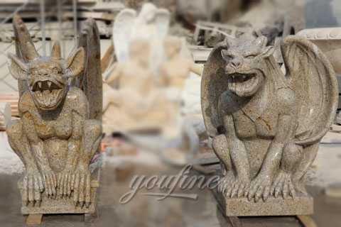 Outdoor garden decor natural granite stone gargoyles statues for sale