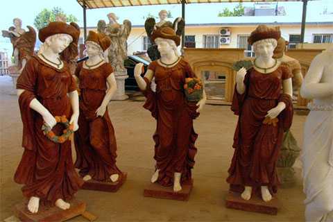 4 Piece Goddesses of four seasons statues for garden Design Toscano