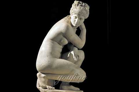 Life size marble carving Crouching Venus for home decor