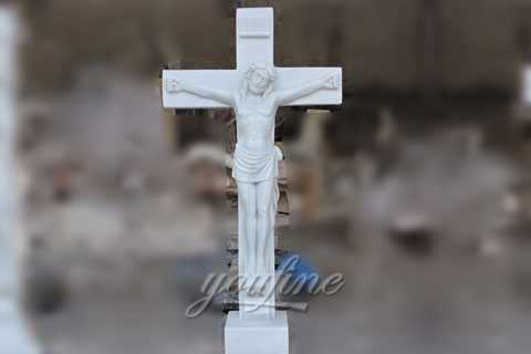 Religious marble Jesus suffered with the cross sculpture made for Carlos