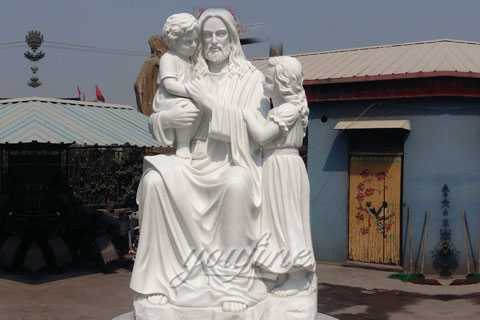 life size Jesus hold children sculptures for client
