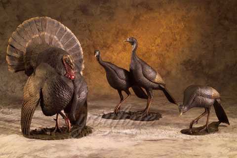 Antique bronze animal turkey sculpture