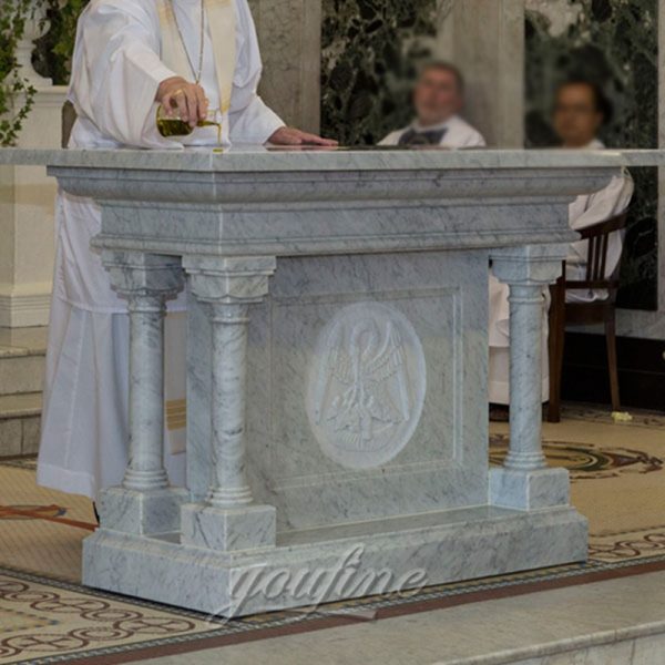 Church Decorative Indoor White Marble Altar Stand Table for Sale