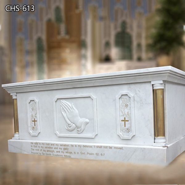 Church Decorative Indoor White Marble Altar Stand Table for Sale