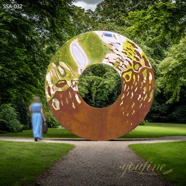 Corten Steel and Stainless Steel Garden Sculpture for Decor