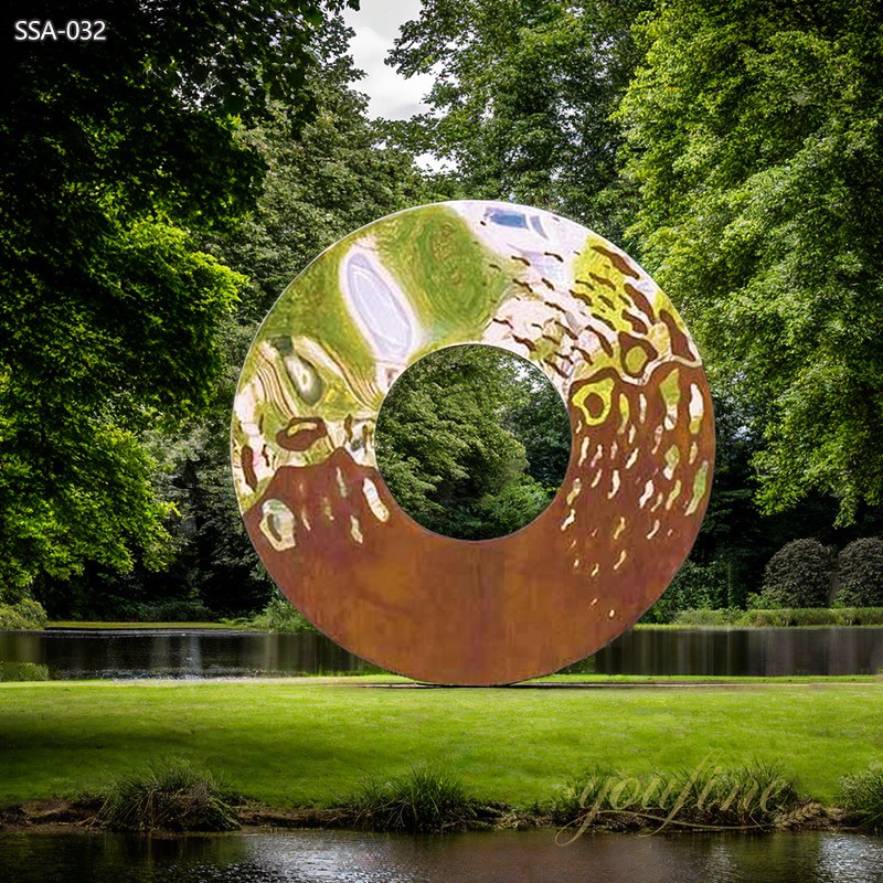 Corten Steel and Stainless Steel Garden Sculpture for Decor