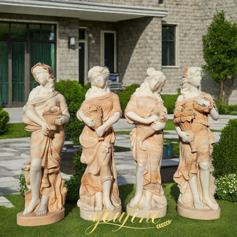 Hand Carved Four Season Maidens Sculpture for Garden