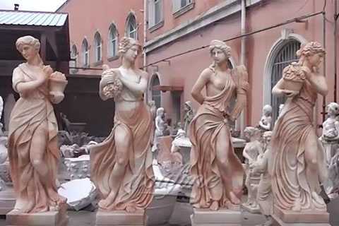 Hand Carved Outdoor Marble Four Season StatuesSculptures For Garden Decor