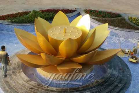 Mirror Polished  Metal Lotus shaped stainless steel Sculpture for sale