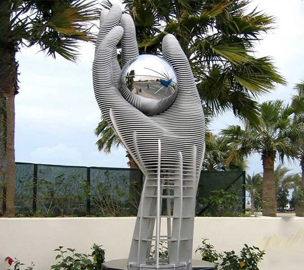 Hot Selling Abstract Stainless steel sculpture of hand styling for Garden Decor
