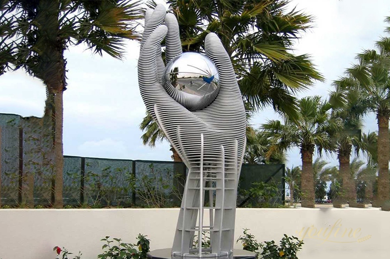 Hot Selling Abstract Stainless Steel Sculpture of Hand Styling for Garden CSS-765