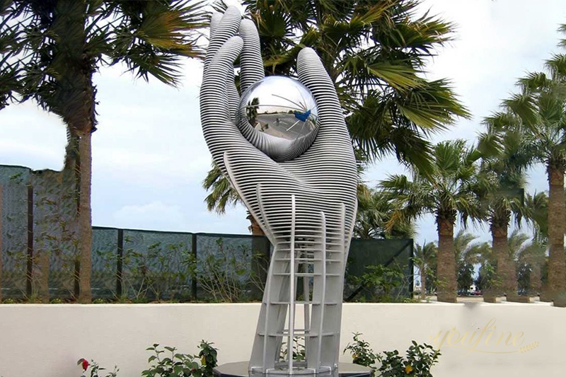 Hot Selling Abstract Stainless Steel Sculpture of Hand Styling for Garden