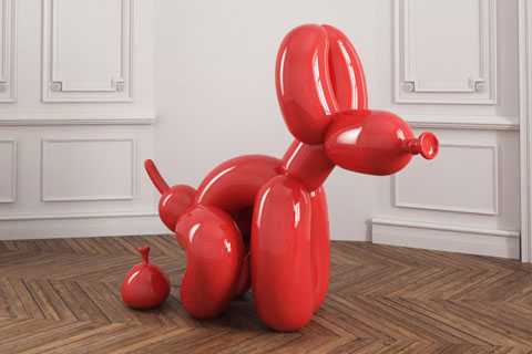 Stainless steel red metal balloon dog
