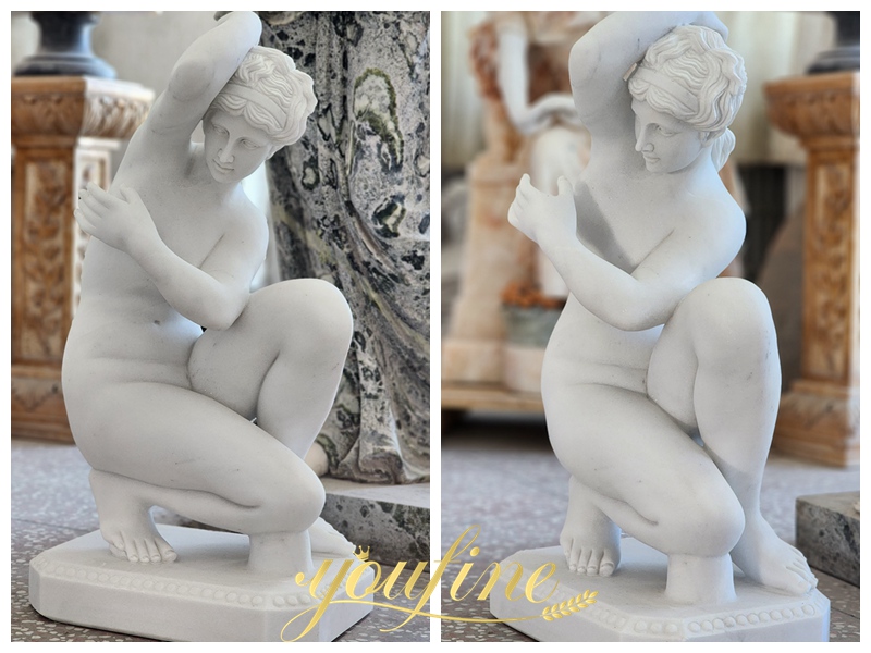 marble carving Crouching Venus details