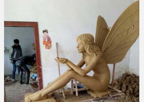 Lovely casting customized fairy bronze garden angel girl statue with dove