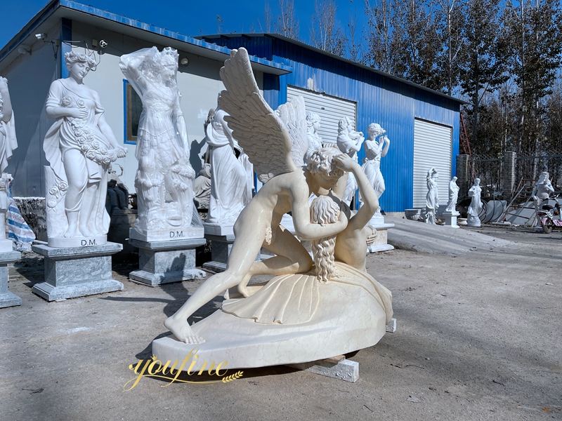Marble Cupid and Psyche Sculpture