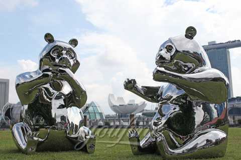 Metal Stainless steel panda sculpture for sale